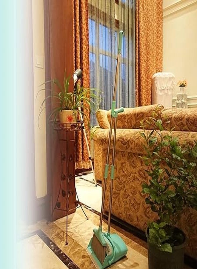 جيكرينا مجموعة تنظيف جيكرينا للمكنسة والفرشاة والمجرفة، قائمة بذاتها، خفيفة الوزن، سهلة التخزين، أداة تنظيف، مقبض طويل شديد التحمل، للاستخدام الداخلي في المنزل، المطبخ، المكتب، الردهة، الحديقة (أزرق) - Image 5